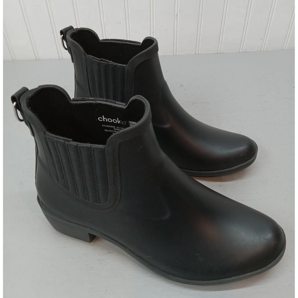 Chooka Black Chelsea Ankle Rubber Boots Ankle Waterproof NH01-BL Women's Size 7
